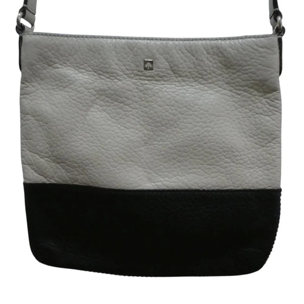 Kate Spade Black‎ Cream Pebbled Leather Crossbody Purse